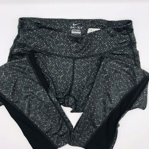 Nike Dri Fit Leggings Crop Athletic Belt Pocket Gray Black Stripe Women's Size M